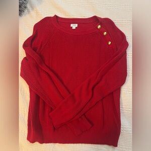 J. Crew Vibrant Red Sweater with Gold Buttons